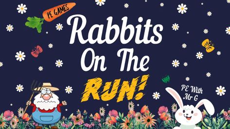 Spring PE Games: Rabbits On The Run Warm Up & Brain Break Activity Kindergarten Pe Games, Pe Games For Kindergarten, Pe Games Elementary, Teamwork Games, Easter Classroom, Elementary Pe, Warm Up Games, Pe Activities, Kindergarten Songs