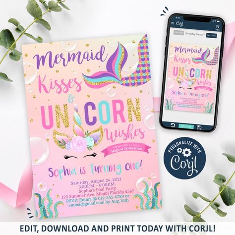 Under The Sea Invites, Mermaid And Unicorn, Farm Invitation, Minnie Mouse Birthday Invitations, Minnie Mouse Invitations, Unicorn Invitation, Farm Birthday Invitation, Unicorn Birthday Invitation, Butterfly Invitations