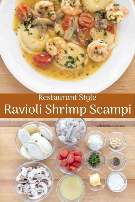 Shrimp With Ravioli Recipes, Shrimp With Ravioli, Chicken And Shrimp Ravioli, Ravioli With Shrimp, Restaurant Shrimp Recipes, Shrimp Scampi Ravioli, Shrimp Ravioli, Shrimp Ravioli Recipe, Frozen Shrimp Recipes