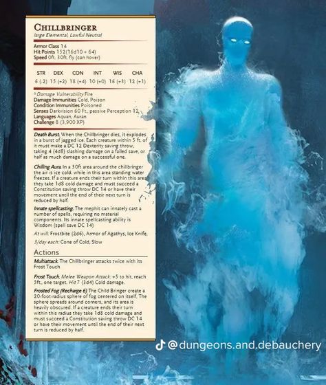 Dnd Species, Dnd Christmas, Homebrew Monsters, Stat Block, Ice Monster, Dnd Monster, Dungeons And Dragons Races, Icewind Dale, Dungeon Master's Guide