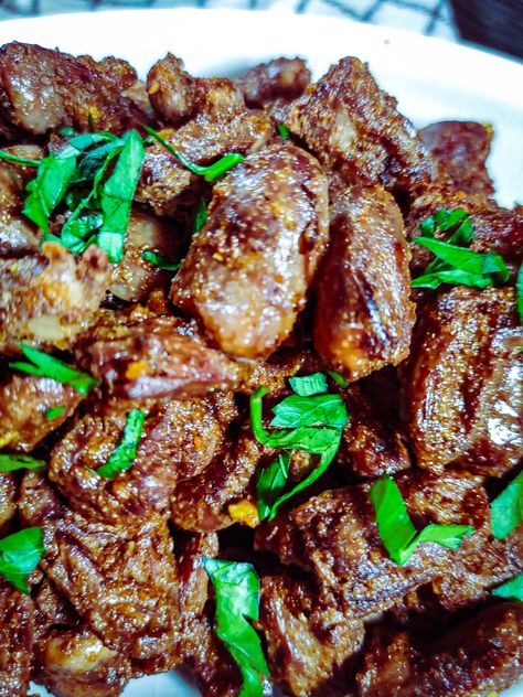 Tasty Sauteed Chicken Hearts - U Keep Cooking Chicken Gizzard And Hearts Recipe, How To Cook Chicken Hearts, Chicken Heart Recipes, Chicken Hearts Recipe, Organ Recipes, Chicken Chop Recipe, Offal Recipes, Chicken Hearts, Fall Meals