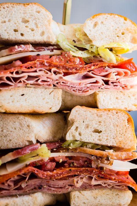 An epic bagel sandwich loaded with Italian meats and cheese! pair with a salad for lunch Salami Bagel, Bagel Sandwich Lunch, Lemon Olive Oil Dressing, Bagel Sandwich Recipes, Salami Sandwich, Italian Salami, Roast Beef Sandwich, Salad For Lunch, Olive Oil Dressing