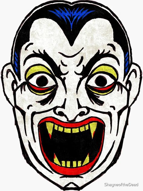 "Dracula Vampire Vintage Halloween Mask" Sticker for Sale by ShayneoftheDead | Redbubble Vintage Halloween Masks, Vintage Halloween Mask, Vampire Vintage, Mask Sticker, Halloween Mask, Vintage Comics, Halloween Masks, Dracula, Frankenstein