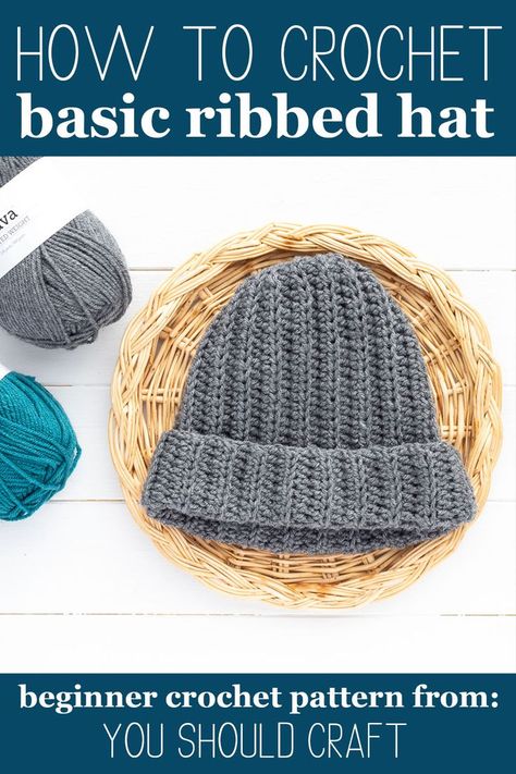 Crochet Hats Free Pattern For Men, 1.5 Hour Beanie Crochet, Easy Crochet Mens Beanie, Half Double Crochet Hat Pattern Free, Crochet Beanie Ribbed, Men Beanie Crochet Pattern Free, Mans Crochet Hat Pattern Free, Mens Beanie Crochet Pattern Free For Men, Mens Crochet Hat Pattern Free Winter Men's Beanie