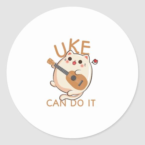 Ukulele Drawing, Ukulele Stickers, Ukulele Chords Songs, Appointment Cards, Ukelele, Cat Playing, Create Custom Stickers, Cake Inspiration, Free Paper