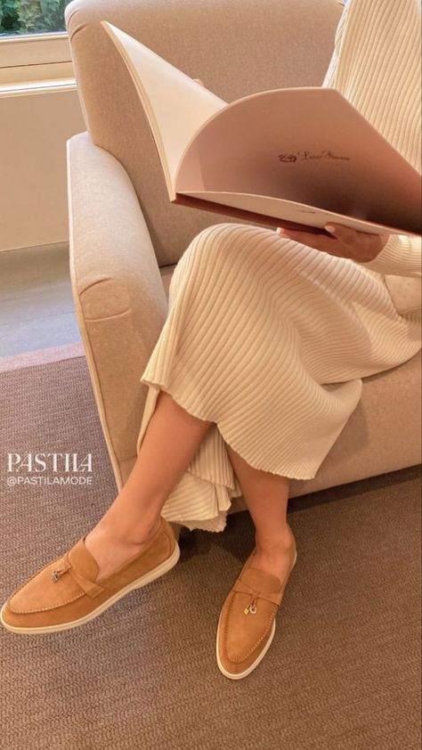 Loro Piana Shoes Outfit, Loafers With Dress, Loro Piana Shoes, Loafers Outfit, Wool Shoes, Bootie Sandals, Stylish Work Outfits, Shoe Boot Sandals, Ralph Lauren Outfits