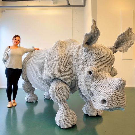 Life Size Crochet Animal Patterns, Crochet Large Animals, Giant Cat Crochet Pattern, Crochet Big Animals, Big Crochet Animals, Giant Crochet Plushies Pattern Free, Giant Crochet Plushies, Crochet Rhino, Big Amigurumi