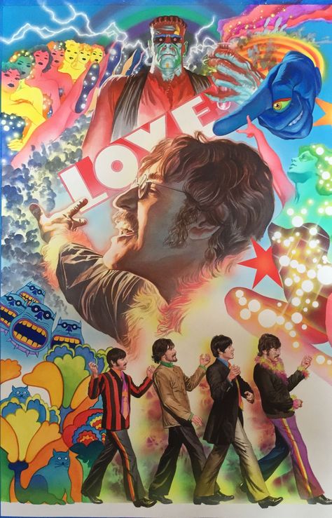 The Beatles have hired iconic comic book artist Alex Ross to create a series of paintings of the band. Yellow Submarine Art, Beatles Artwork, Beatles Poster, Honey Pie, Beatles Art, Beatles Yellow, Beatles Fans, Beatles John, Alex Ross