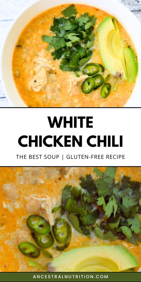 Try this creamy, gluten-free white chicken chili that’s paleo, hearty, and full of flavor! With chicken, beans, green chilis, and lactose-free cream cheese, this recipe is as easy as it is delicious. Ideal for the crockpot or stovetop, this healthy main course is low-carb and perfect for lunch or dinner. Save this to your soup board for a wholesome, comforting meal idea that’s both nourishing and satisfying! Celiac Meals Easy Recipes, Celiac Safe Recipes, Gluten Free Crockpot Chicken Recipes, Low Histamine Crockpot Meals, Celiac Diet Recipes, Gf Crockpot Recipes, Gf Chicken Recipes, Gluten Free Chicken Recipes Easy, Low Carb Dairy Free Recipes