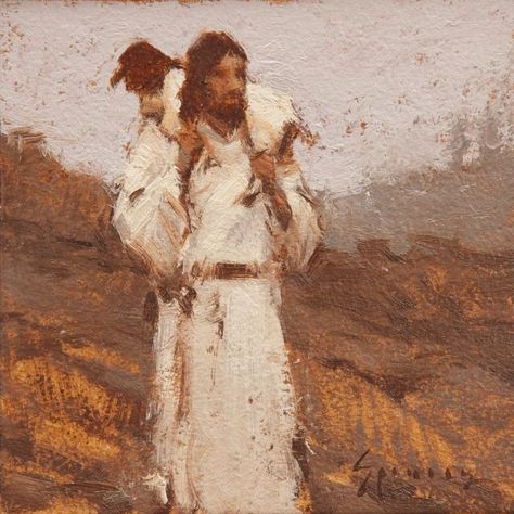 Pics Of Jesus, Biblical Art Drawings, Jesus The Shepherd, Christian Art Aesthetic, Jesus And Me, Jesus Shepherd, Jesus The Good Shepherd, Christ Painting, Biblical Paintings