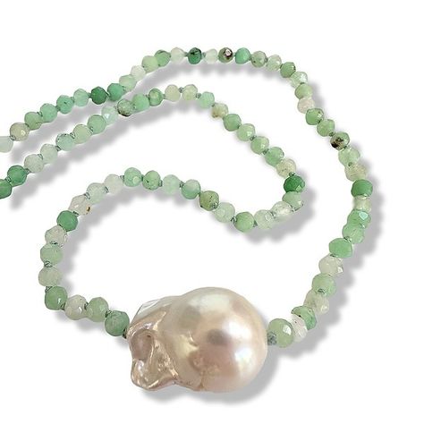 Pearl and Chrysoprase Necklace by Jennifer Lippman Bruno Design (Pearl & Stone Necklace) Chrysoprase Necklace, Pearl Stone, Artful Home, Stone Necklace, Get Inspired, Jewelry Art, Glass Blowing, Contemporary Art, Original Art