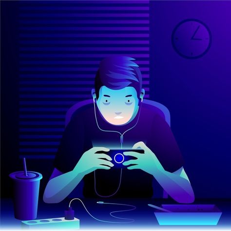 Character playing mobile games in the mi... | Free Vector #Freepik #freevector #technology #house #internet #game Well Paper, Video Game Images, All Video Games, Mobile Gaming, Phone Games, Thumbnail Design, Mobile Games, Boys Playing, Vector Character