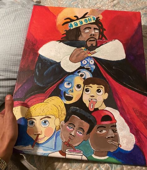 Kod Album Cover, Album Cover Paintings, Art Journal Challenge, Cover Painting, Prismacolor Art, Sky Art Painting, Paintings Canvas, Cute Canvas Paintings, Easy Canvas Art