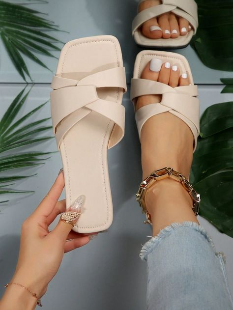 Cushioned Open Toe Mules, Elegant High Heel Sandals For Vacation, Fancy Slippers For Women, Elegant Beige Flat Sandals, Elegant Open Toe Sandals For Vacation, Elegant Open Toe Wedge Sandals For Vacation, Elegant Open Toe Beach Sandals, Elegant Slip-on Heels For Vacation, Closed Toe Mules For Beach