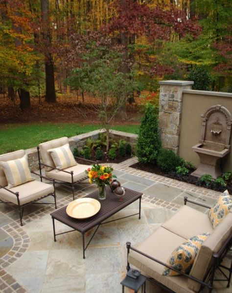 DIY Inspiring Patio Design Ideas | Daily source for inspiration and fresh ideas on Architecture, Art and Design Terrasse Design, Outdoor Patio Designs, Patio Wall, Patio Flooring, Casa Exterior, Beautiful Backyards, Patio Stones, Small Patio, Fire Pits