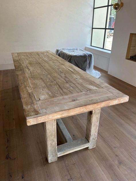 Early 20th Century Antique Bleached Oak Dining Table | Chairish Barnwood Table Top, Four Leg Farmhouse Table, Home Made Dining Table, Diy Dinner Table Wood, Narrow Farmhouse Table, Farmhouse Pedestal Table, Rustic Wood Dining Table, Dining Table With Benches, Modern Rustic Dining Table