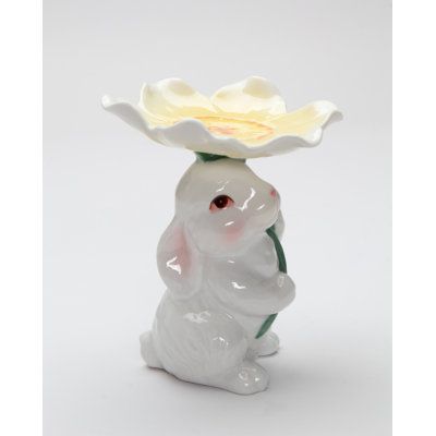 Beautiful Grindle Bunny Candle/Candy Figurine. It can be used as a candy holder or candle holder. August Grove® | August Grove® Grindle Bunny Candle / Candy Figurine 3.8 H x 1.9 W x 3.5 D in brown / white / yellowPorcelain / Ceramic in White;green | 3.8" H X 1.9" W X 3.5" D | Wayfair Bunny Candle Holder, Rabbit Candle Holder, Bunny Figure Clay, Bunny Ceramic Sculpture, Ceramic Bunny, Easter Items, Bunny House, Bunny Figurine, Candy Holder