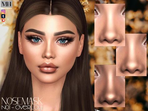 Nose mask for females and males in 3 overlay color swatches - HQ Compatible. Sims 4 Cc Skin Details Nose Mask, Nose Mask Sims 4, Sims 4 Nose Mask, Skin Overlay, Cc Skin, Overlay Color, Curled Updo, Makeup Cc, Skin Details