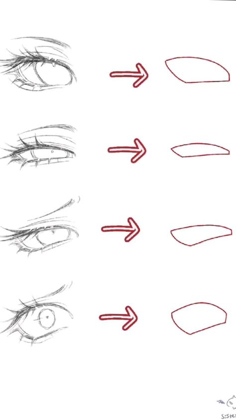 Face Sketch Simple Step By Step, Eye Drawing Types, Anime Eyes Drawing Reference Easy Sketch, Eye Inspo Art, Simple Eye Tutorial Drawing, Shocked Eyes Drawing Reference, How To Draw Anime Eyes Step By Step, How To Draw A Eye Step By Step, Seductive Eyes Drawing