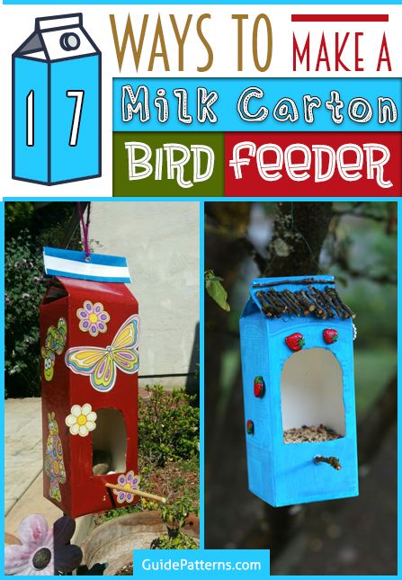 Bird Feeders Milk Carton, Milk Carton Bird Feeder, Recycled Art Ideas, Bird Feeders For Kids To Make, Milk Carton Crafts, Inside Activities, Bird Feeder Stands, Make A Bird Feeder, Birds House