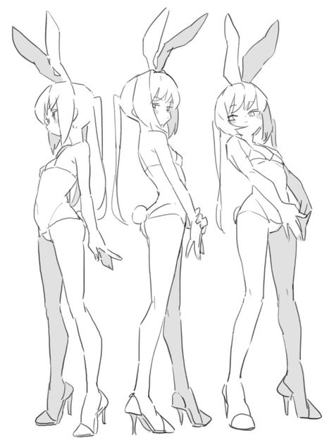 Different Poses, 캐릭터 드로잉, Poses References, Arte Inspo, Figure Drawing Reference, Anime Drawings Tutorials, Bunny Ears, Anatomy Art, Art Poses