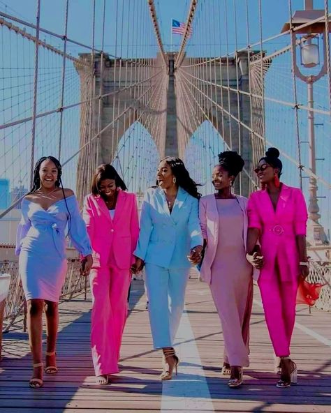 I'm curating an experience to do a photoshoot/videoshoot just like this on the Mississippi River bridge. It won't be only women. It will include men as well. Wait till yall see who will be a part, the meaning behind it, and the outcome from it. Putting this here so we can look back after it happens. Sorority Photoshoot, Women Affirmations, Looks Black, Dark Skin Women, Black Excellence, Girl Gang, Black Love, Black Is Beautiful, Sorority