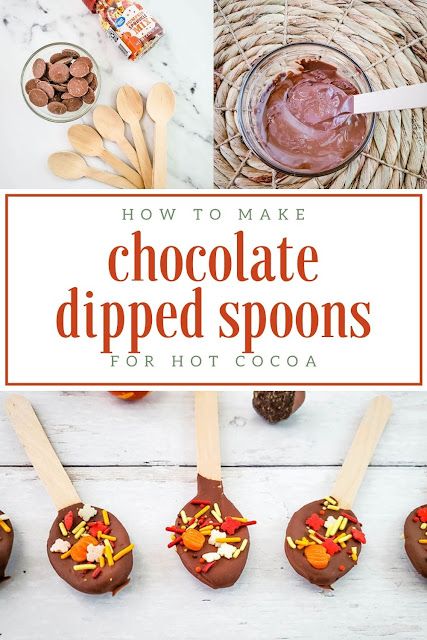 How to make chocolate dipped spoons for hot chocolate or for coffee. These hot cocoa spoons DIY make great homemade gifts. Make hot chocolate spoons gift for a fun gift for kids or adults. Learn how to make hot chocolate spoons recipe and which chocolate to use and how to melt it. This hot cocoa spoons recipe is very easy to make! You can use any sprinkles to make hot chocolate spoons DIY. Hot Cocoa Spoons Recipe, Hot Chocolate Spoons Diy, Hot Cocoa Spoons, Chocolate Dipped Spoons, Cocoa Spoons, Spoons Diy, Hot Chocolate Stirrers, Fall Favorites Recipes, Hot Chocolate Spoons