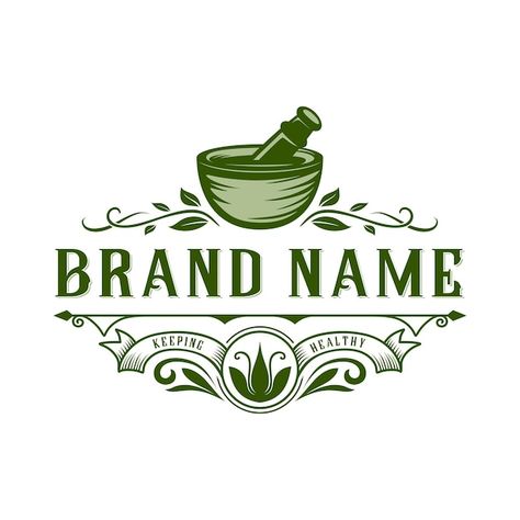 Logo Jamu, Mortar And Pestle Logo, Herb Logo Design, Alternative Medicine Logo, Herbal Logo Design, Herb Logo, Herbal Logo, Medicine Logo, Medical Business Card