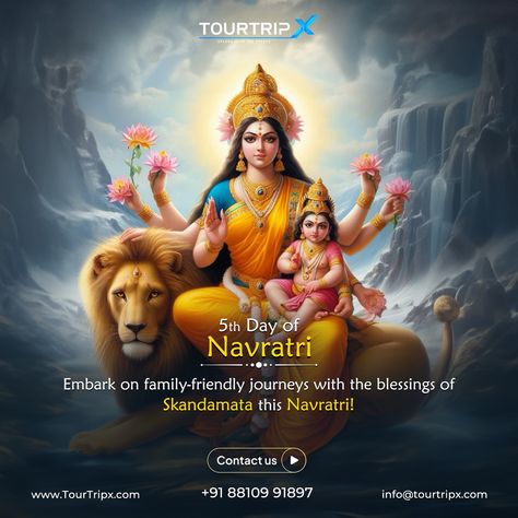 Day 5 of Navratri 🌸🕉️ – a day to embrace the strength and beauty within us! On this day, we celebrate **Goddess Skandamata**, the nurturing mother and warrior goddess. Why not spend this Navratri exploring new places and connecting with your inner spirit? Join **TourTripX** as we take you to the most beautiful and sacred destinations to celebrate this divine festival. ✨ Where would you like to go this Navratri? Let us help you create unforgettable memories. 🙏🏞️ #NavratriDay5 #TourTripX #G... Goddess Skandamata, Warrior Goddess, Unforgettable Memories, Most Beautiful, This Is Us, Festival, Let It Be, Friends Family, Celebrities