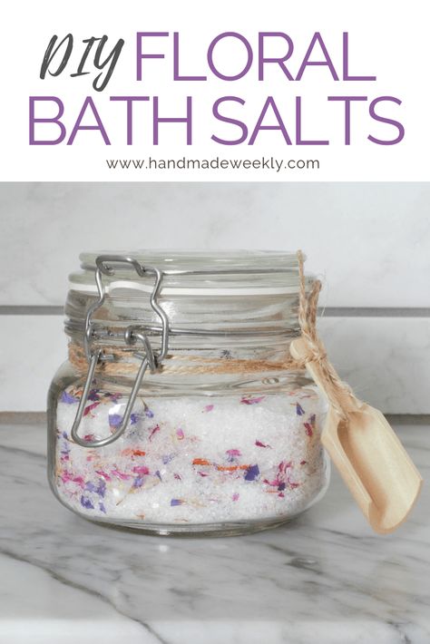 Diy Bath Soak, Floral Bath Salts, Bath Salts Recipe, Bath Salts Diy, Wooden Scoop, Floral Bath, Homemade Bath Products, Bath Salt, Bath Soak