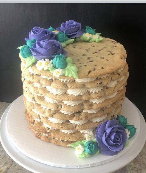 Cake Made Out Of Cookies, Taco Cookie Cake, 16th Birthday Cookie Cake, Tiered Cookie Cake, Cute Cookie Cake Designs Birthday, Back To School Cookie Cake, Summer Cookie Cake, Cookie Cake Decorating Ideas Birthdays, Birthday Cookie Cake Designs