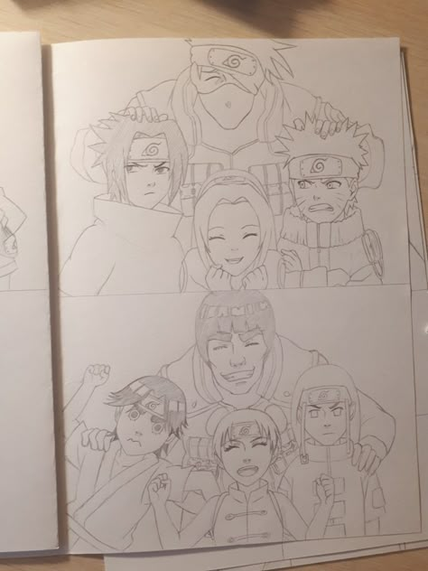 Naruto Team 7 Drawing, Team 7 Drawing, Team 7 Manga, Naruto Drawings Easy, Naruto Drawing, Manga Coloring Book, Naruto Sketch Drawing, Drawing Books, Naruto Sketch