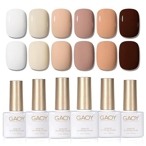 GAOY Nude Gel Polish Set, 6 Neutral Colors Gel Nail Kit for Nail Art DIY Manicure and Pedicure at Home Chip Nails, Nude Gel Polish, Pink Skin Tone, Gel Nail Set, Coat For Winter, No Chip Nails, Nude Polish, Best Gel Nail Polish, At Home Nails