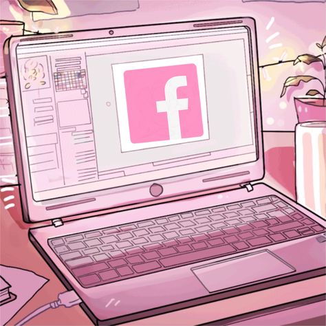 Facebook App Logo, Laptop Icon Aesthetic, Pink Laptop Aesthetic, Laptop Animation, Yohan Sign, Notion Organization, Y2k Aesthetic Pink, Laptop Drawing, Internet Aesthetic