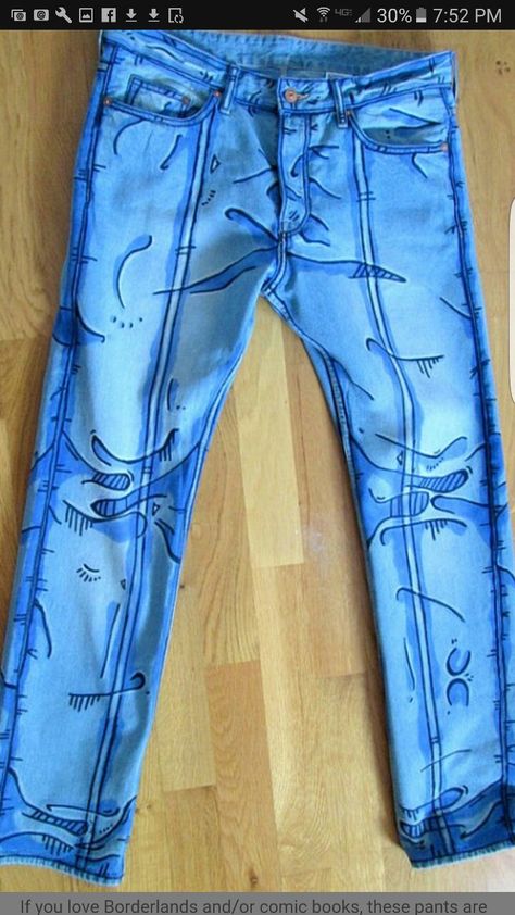 Borderlands Cosplay, Comic Clothes, Video Game Character, Pants Male, Diy Kostüm, Cosplay Diy, Cartoon Outfits, Painted Clothes, Jeans Diy