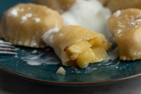 Pierogi Fillings, Best Pierogi Dough Recipe, Vegan Pierogi, Pierogi Dough, Pierogi Filling, Pierogi Recipe, Leftover Dough, Diced Apples, Cooked Apples