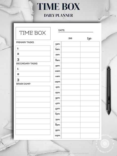 Day Organizer Time Management, Time Boxing Planner Printable, The Time Box Planner, Time Boxing Template, Timeboxing Template, Timeboxing Planner, Covey Weekly Planner, Time Boxing Planner, Pagan Planner