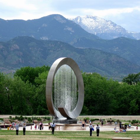 Summer Snow by Senojeiram - special guest on Flickr. Julie Penrose Fountain, Colorado Springs, CO. Sculpture Fountain, Water Fountain Design, Summer Snow, Water Sculpture, Modern Fountain, Air Mancur, Outdoor Garden Statues, Urban Landscape Design, Entrance Gates Design