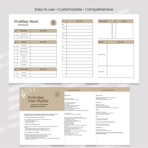 Wedding Music Checklist Template for Wedding Song List Canva Printable Guide for Event DJ Song Itinerary Editable Worksheet Ceremony Planner - Etsy Philippines Wedding Music Checklist, Music Checklist, Small Wedding Planner, Wedding Planner Checklist Printable, Wedding Song List, Wedding Itinerary Template, Wedding Planner Checklist, Free Wedding Planner, Dj Song