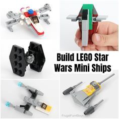 Build Your Own LEGO Mini Star Wars Ships - Frugal Fun For Boys and Girls Lego Star Wars Ships, Lego Tie Fighter, Star Wars Activities, Lego Star Wars Party, Lego Star Wars Mini, Star Wars Crafts, Lego Club, Lego Diy, Lego Ship