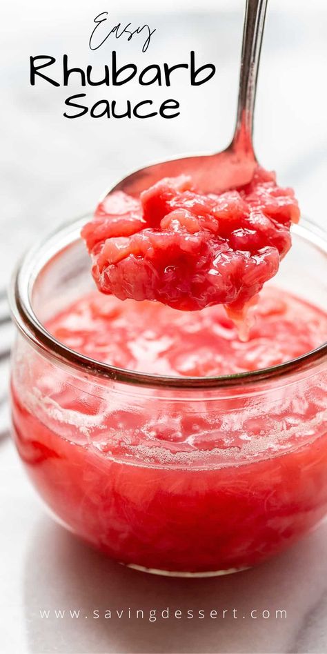 Rhubarb Sauce Recipe Rhubarb Sauce Recipes, Rhubarb Sauce, Meat Meals, Rhubarb Desserts, Paste Recipe, Healthy Summer Recipes, Rhubarb Recipes, Homemade Sauce, Salad Dressing Recipes