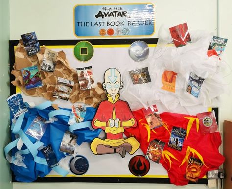 Avatar The Last Airbender Bulletin Board, Welcome Bulletin Board, Welcome Bulletin Boards, Board Display, Bulletin Board Display, Reading Corner, Book Reader, Avatar The Last Airbender, Board Ideas