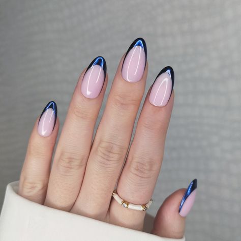 Chrome French Tip, Chrome French, Blue Chrome Nails, Blue French Tips, Navy Blue Nails, French Tip Press On Nails, Red Chrome, Alcohol Wipes, Pink Chrome