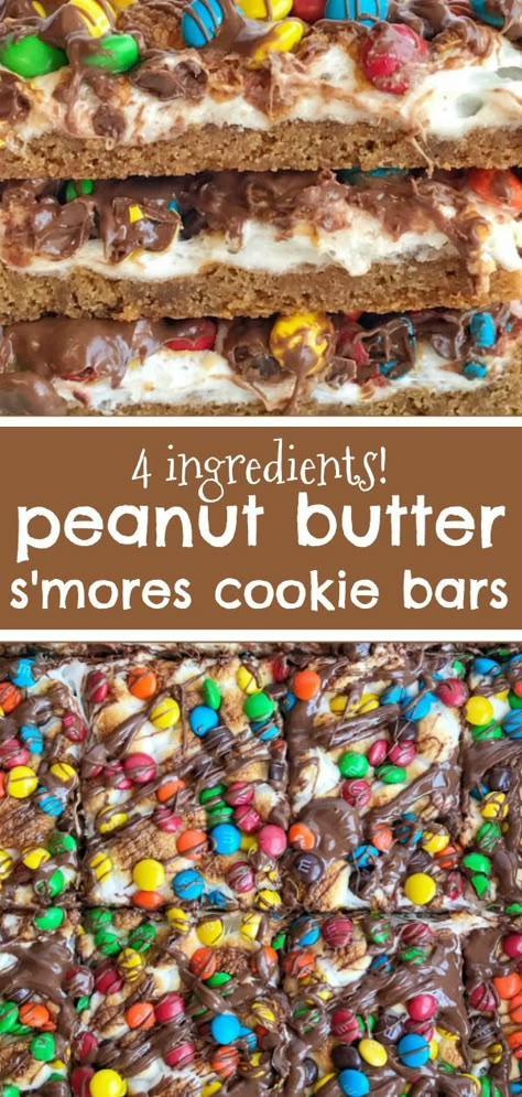 Smores Cookies Bars, Peanut Butter Smores, Smores Cookie, Desserts Easy Quick, Smore Recipes, Nutella Desserts, Peanut Butter Cookie Dough, Fun Dessert, Kid Desserts