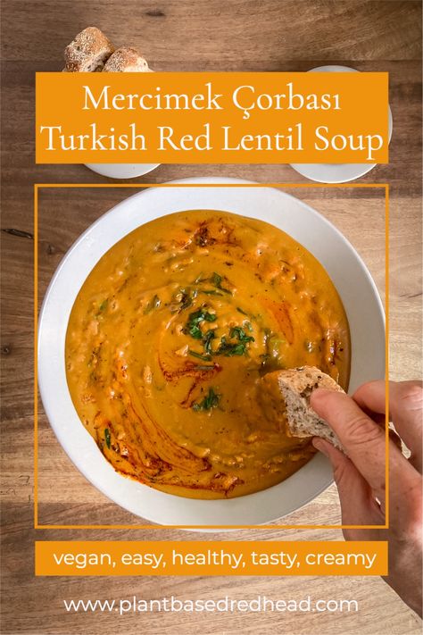 Turkish Red Lentil Soup Recipes, Turkish Lentil Soup, Turkish Lentil Soup Recipe, Turkish Red Lentil Soup, Legume Recipes, Red Lentil Recipes, Red Lentil Soup Recipe, Carrots Potatoes, Vegan Lentil Soup