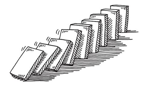 Dominos Falling Tattoo, Domino Effect Illustration, Domino Effect Tattoo, Domino Drawing, Dominos Falling, Domino Tattoo, Domino Art, Domino Effect, Tipping Point