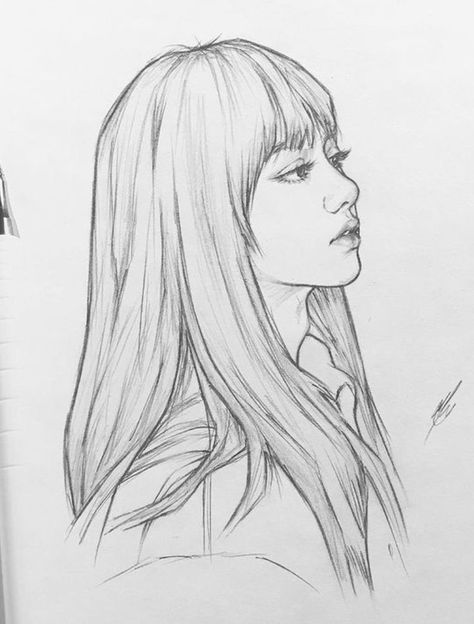 Lisa Blackpink Drawing Pencil, Lisa Blackpink Fanart, Lisa Drawing, Blackpink Drawing, Blackpink Fanart, Pink Drawing, Pencil Sketch Images, Girl Drawing Sketches, Images Kawaii