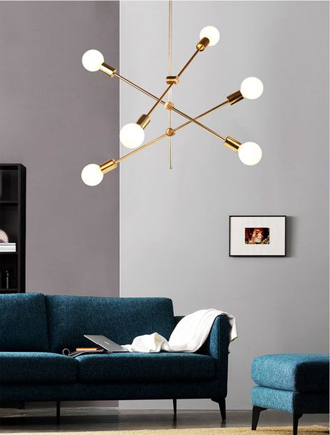 Living Room Lighting Ideas, Study Light, Room Lighting Ideas, Simple Pendant Light, Living Room Pendant Light, Magic Bean, Golden Pendant, Light Living Room, Modern Magic