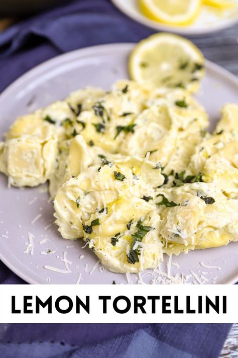 Lemon Tortellini, Creamy Lemon Sauce, Lemon Garlic Sauce, Easy Pasta Sauce, Tortellini Recipes, Tortellini Pasta, Basil Pasta, Lemon Basil, Lemon Sauce