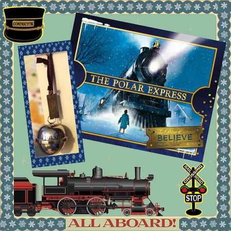 Polar Express Christmas Party, Polar Express Train Ride, Traditional Layout, Money Saving Ideas, Paper Train, Polar Express Train, Christmas Scrapbook Pages, Christmas Scrapbook Layouts, The Polar Express